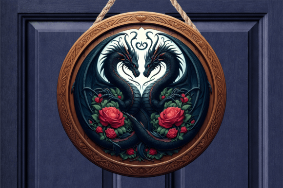 Dual Dragon Rose Floral Round Door Sign Review