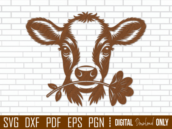 Floral Baby Cow Head Wall Art Sign