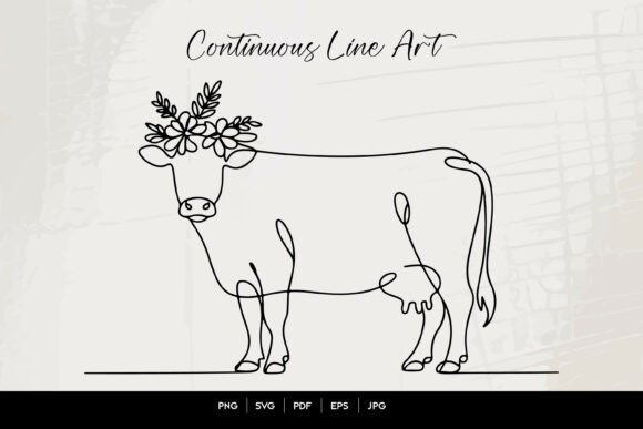 Floral Cow Continuous Line Art Review