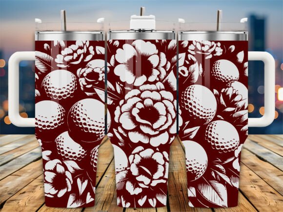 Maroon Floral Golf Ball 40oz Tumbler Review