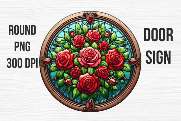 Stained Glass Red Rose Floral Door Sign Review