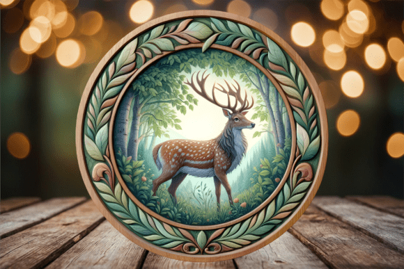 Vintage Fawn Meadow Floral Door Sign